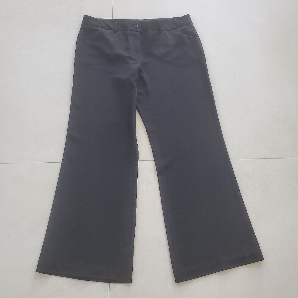 Norma Kamali Black Belt Loop Wide Leg High Rise Polyester & Spandex Pants   14